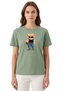 Women's Çağla Hot Chic Teddy Bear Printed 100% Cotton Comfortable Fit T-Shirt