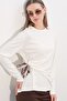 Bdart Women's Long Sleeve Crew Neck Top with Tie Detail - 4