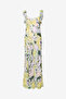 Women's Yellow Multi Carla Air Chiffon Curved Seam Dress - 6
