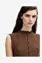 Women's Andie Textured Sleeveless Brown Top - 3