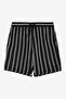 Men's Black and White Striped Drawstring Shorts - 2
