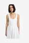 Women's Summer White Cotton Sateen Midi Dress - 3