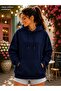 Women's Wild Flower Back Printed Wild Flower Written Hooded Casual Basic Sweathirt with Kangaroo Pocket - 2