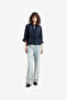 Women's Navy Era Poplin Ruffle Collar Top - 2