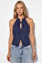 Qipao Halter Collar Buttoned Top - 6