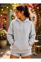 Women's Wild Flower Back Printed Wild Flower Written Hooded Casual Basic Sweathirt with Kangaroo Pocket - 2