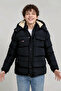 Boys' Winter Fleece Lined Thick Fiber Padded Waterproof Hooded Black Coat - 5
