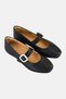 Women Delicato Crystal Adjustable Buckle Flats, Black - 4