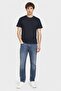 Men Crew Neck Short Sleeve Textured T-Shirt, Navy - 2