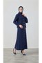 Women's Snap Fastener Skirt Suit Navy Blue
