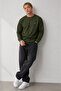 Khaki Oversize Cotton Men's Sweatshirt - 5
