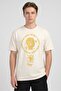 Men Crew Neck Short Sleeve Graphic Print T-Shirt, Cream