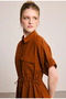 Drawstring Waist Linen Shirt - Tile - 3