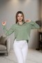 Women's Light Green Shirtlong Sleeve Buttoned Oversize Shirt - 6