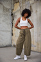 Women's Dirty Stitch Detailed Design Loose Trousers