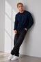 Navy Blue Oversize Cotton Men's Sweatshirt - 3