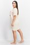 Women Round Neck Short Sleeve Graphic Print Sleepwear Dress, Beige Combo - 2