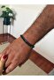 Black Oxide Color and Antacid Cut Stone 2-Piece Men's Bracelet Combination-017 - 2