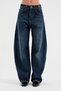 Women's Balloon Fit Design Jeans with Lace-Up Detail on the Back - 4