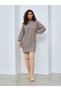 Half Fisherman Linksli Jacquard Knit Balloon Sleeve Women's Knitwear Tunic&Dress - 3