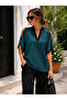 Timeless Elegance Women's Short Sleeve Ribbed V-Neck Off-Shoulder Crepe Blouse - 3