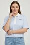 Women Regular Fit Short Sleeve Stripe Polo Shirt, Multicolor
