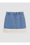 Indigo Elastic Waist Girls' Jean Skirt and Pantyhose - 3