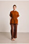 Drawstring Waist Linen Shirt - Tile - 2