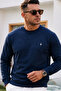 Navy Blue Plain Sleeve Regular Men's Sweatshirt - 6