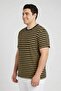 Men Crew Neck Short Sleeve Stripe T-Shirt, Multicolor - 3