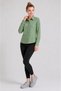 Women's Green Shirt Long Sleeve Button up Shirt Collar Classic Stylish Casual Shirt - 2