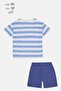 Kids Boy 3 Pieces Stripe T-Shirt And Shorts With Iron On Badges Set, Multicolor - 3