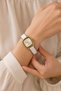 Michy Women's Wristwatch Gold Square Case White Leather Band Silver Dial Minimal Vintage Design Women's Watch - 5