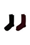 Set of 2 Patterned Bamboo Blended Thin Socks - 2