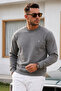 Gray Plain Sleeve Regular Men's Sweatshirt - 3