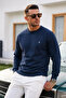 Navy Blue Plain Sleeve Regular Men's Sweatshirt - 4