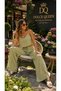 Women's Beaded Detailed Strappy Crop Blouse and Wide Leg Pants Two-Piece Set - 2