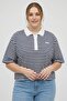 Women Spread Collar Short Sleeve Stripe Polo Shirt, Multicolor