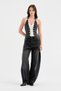 Women's Balloon Fit Design Jeans with Lace-Up Detail on the Back - 4