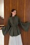 Khaki Green Modal Textured Melissa Blouse - 2