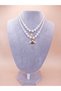 Women's Pearl Necklace Elegant Gold Detailed Double Row Pearl Necklace 36+7 cm - 5