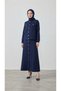 Women's Snap Fastener Skirt Suit Navy Blue - 2