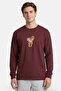 Men Crew Neck Long Sleeve Graphic Print T-Shirt, Dark Maroon
