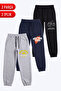 3 İplik Erkek Çocuk 3'Lü Baskılı Double Pocket Sweatpants