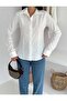 Women's 100% Cotton Waist Cuffed Hidden Button Long Sleeve Classic Oval Skirted Shirt - 4