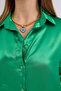 Women's Draped Satin Shirt Dark Green 1069 - 3