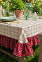 Plaid Patterned Blue Polka Dot Ruffled Tablecloth – Country Style Decorative Garden Kitchen and Balcony Tablecloth - 2