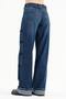 Women's Palazzo Fit Design Jeans with Side Stripes and Accessory Details - 4