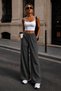 Muslin Fabric High Waist Wide Leg Palazzo Women's Trousers - 5