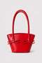 Red Women's Patent Leather Look Bow Detailed Long Strap Shoulder Bag